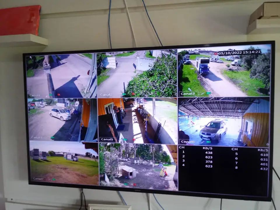 Monitor mostrando as imagens de várias câmeras ao mesmo tempo
